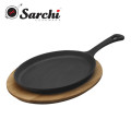 Sizzling Classic Cast Iron Fajita Pan And Wooden Tray Set